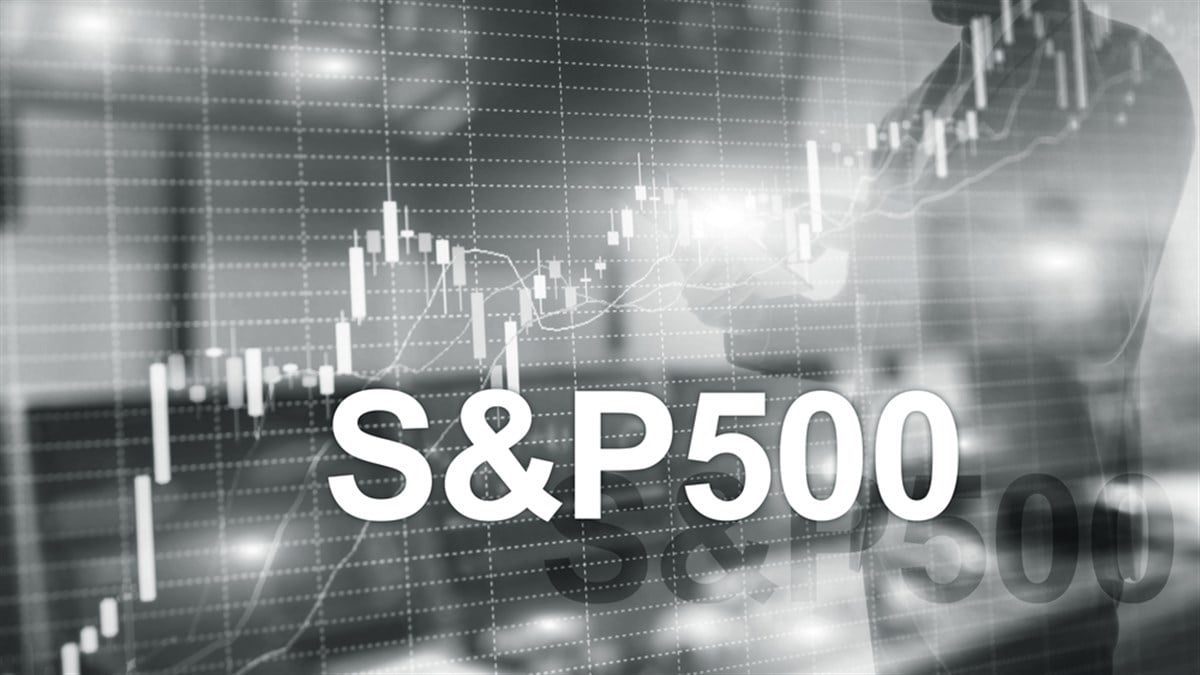 People silhouettes on American stock market index S P 500 - SPX.