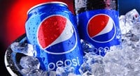 Pepsi can and plastic bottle on ice